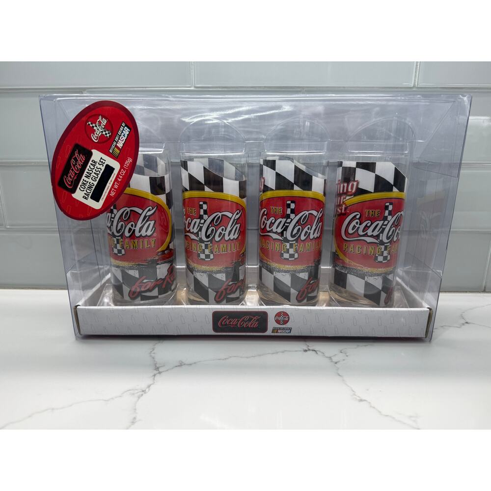The Coca-Cola Racing Family, NASCAR Racing Four Glass Set - NIB